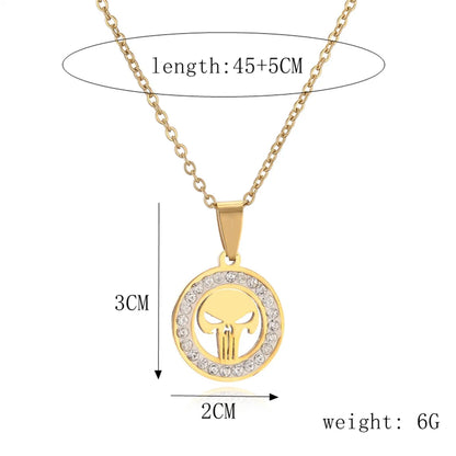 Ig Style Cross Heart Shape Skull Stainless Steel Plating Inlay Shell Zircon Pendant Necklace