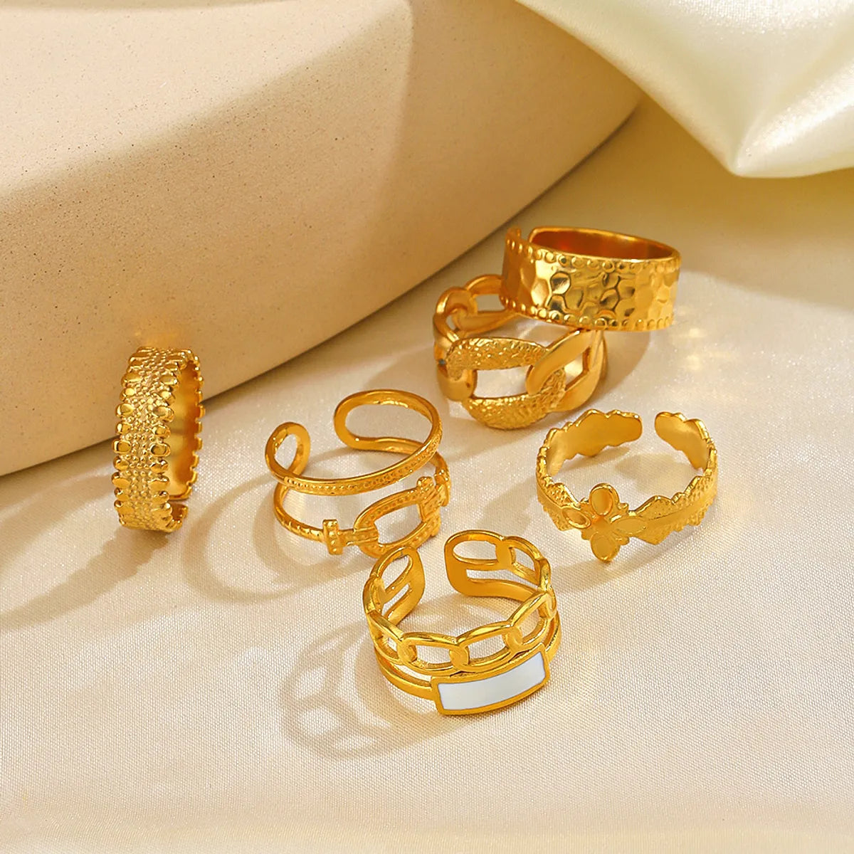 Ig Style Cross Stainless Steel Plating 18k Gold Plated Open Rings