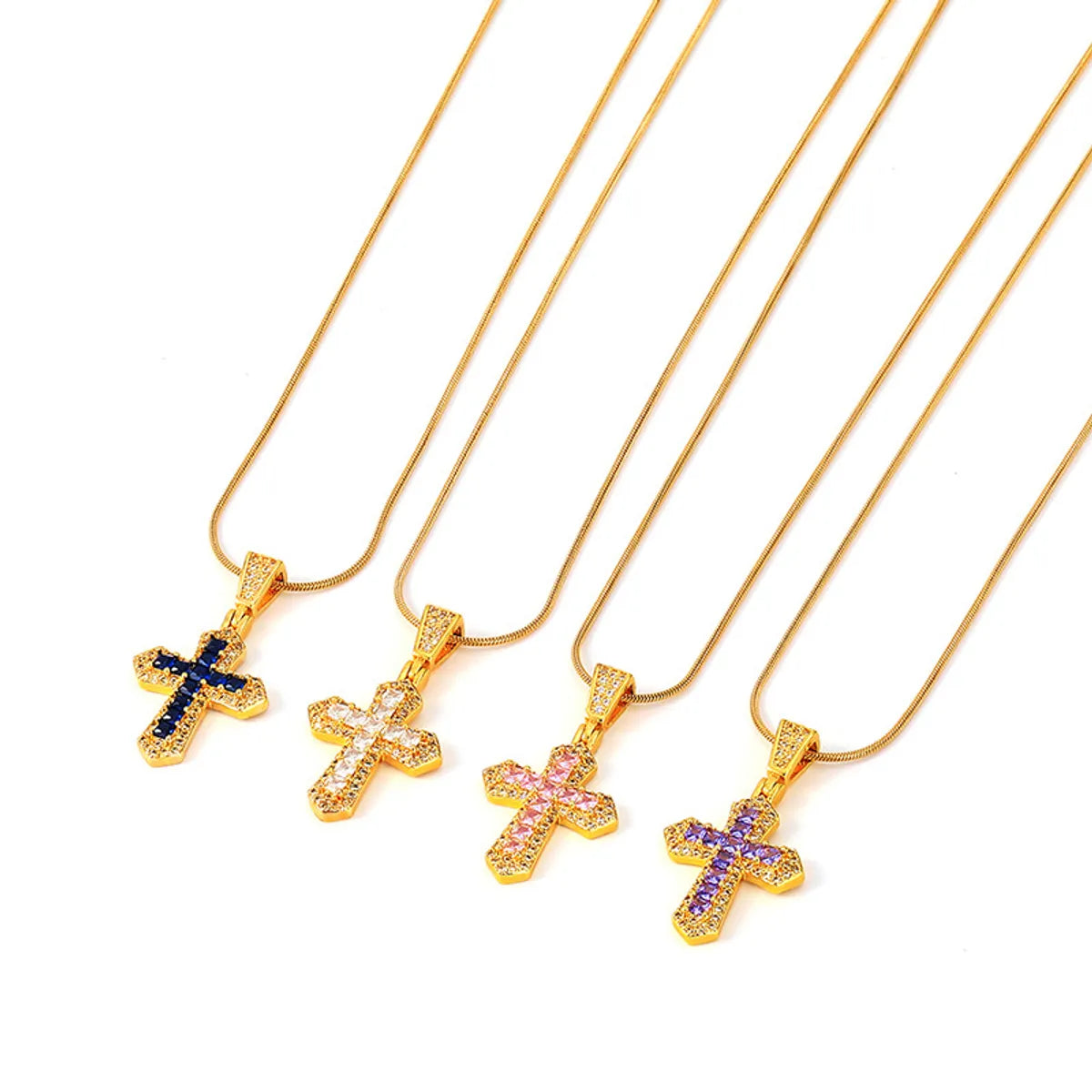 Ig Style Cross Titanium Steel Plating Inlay Zircon Pendant Necklace