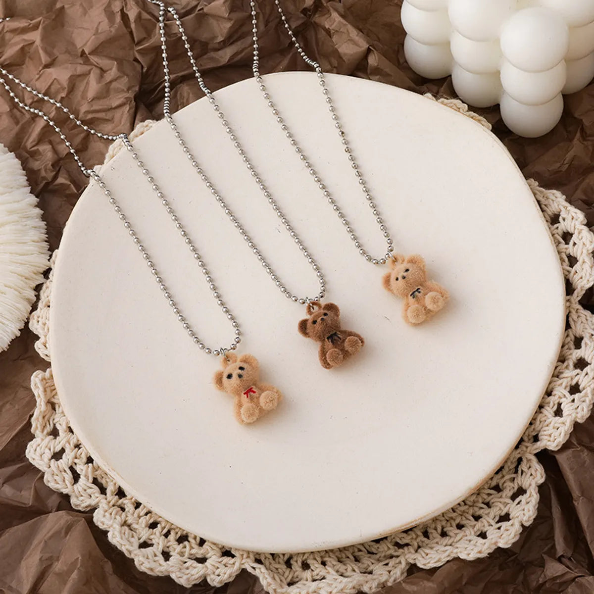 Ig Style Cute Bear Alloy Plating White Gold Plated Women's Pendant Necklace