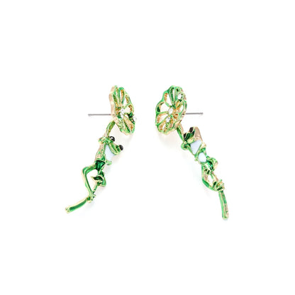 IG Style Cute Cartoon Character Frog Zinc Alloy Enamel Hollow Out Inlay Rhinestones Women'S Ear Studs 1 Pair