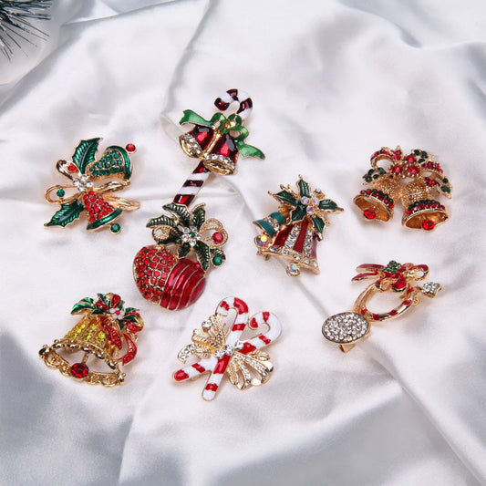 IG Style Cute Christmas Tree Santa Claus Snowflake Zinc Alloy Enamel Inlay Rhinestones Pearl Unisex Brooches