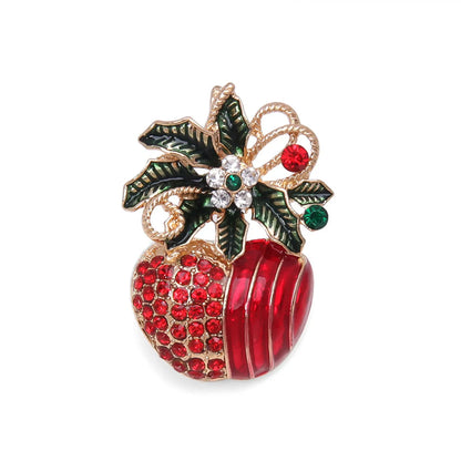 IG Style Cute Christmas Tree Santa Claus Snowflake Zinc Alloy Enamel Inlay Rhinestones Pearl Unisex Brooches