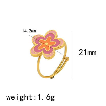 IG Style Cute Classic Style Heart Shape Butterfly Fish 304 Stainless Steel 18K Gold Plated Open Rings In Bulk