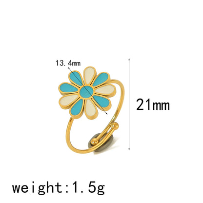 IG Style Cute Classic Style Moon Heart Shape Flower 304 Stainless Steel 18K Gold Plated Open Rings In Bulk