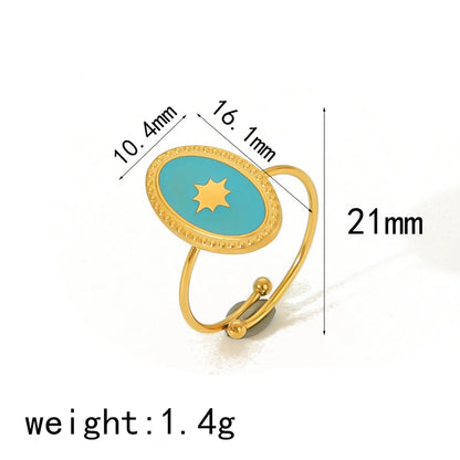 IG Style Cute Classic Style Moon Heart Shape Flower 304 Stainless Steel 18K Gold Plated Open Rings In Bulk