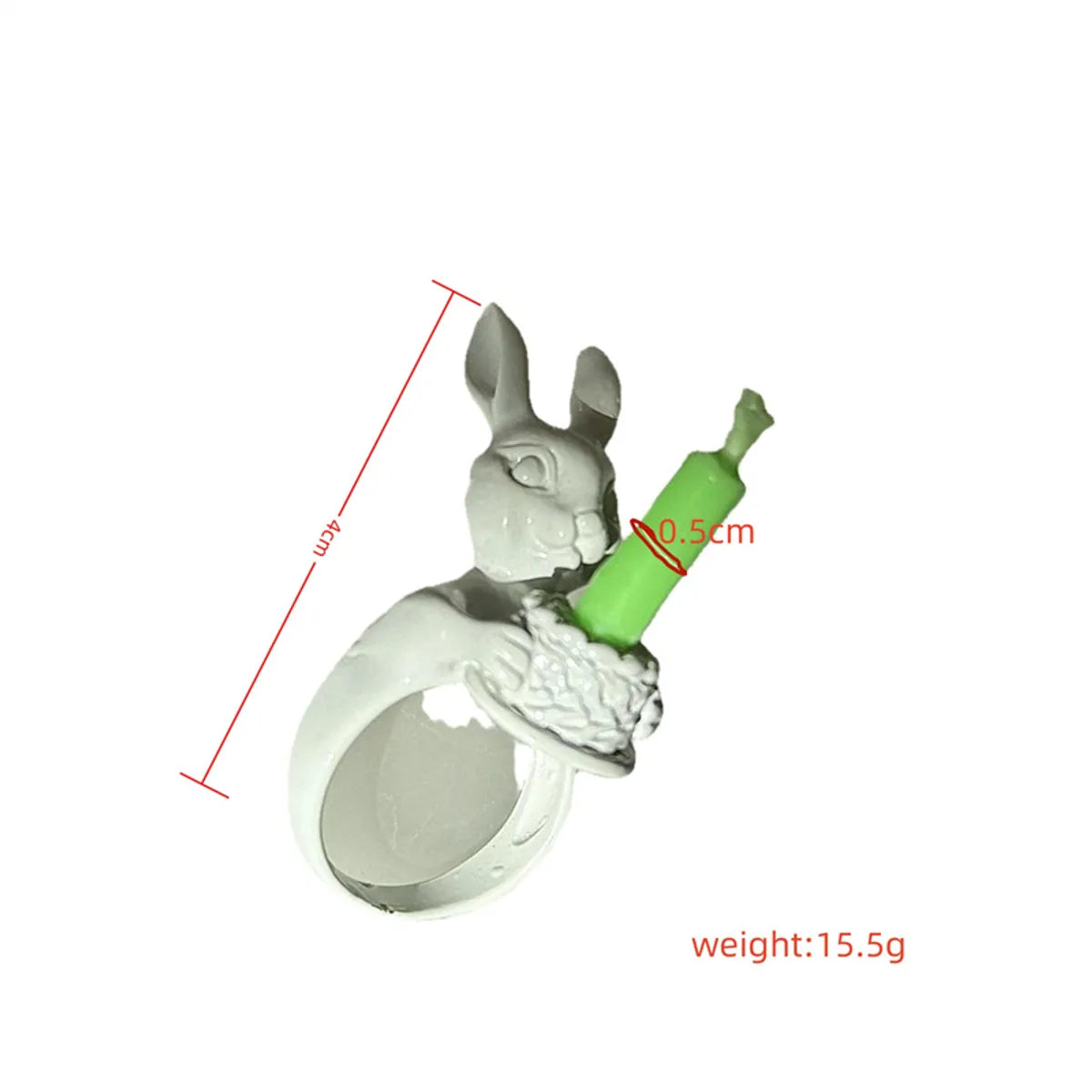 Ig Style Cute Hip-hop Rabbit Animal Alloy Spray Paint Women's Rings