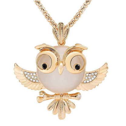 Ig Style Cute Owl Alloy Copper Inlay Opal Zircon Women's Sweater Chain