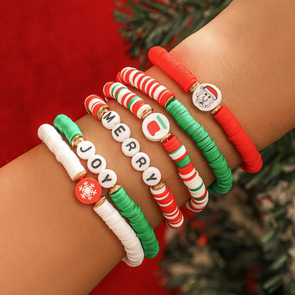 IG Style Cute Santa Claus Bell Snowman Rhinestones Pearl Arylic Alloy Soft Clay Wholesale Bracelets