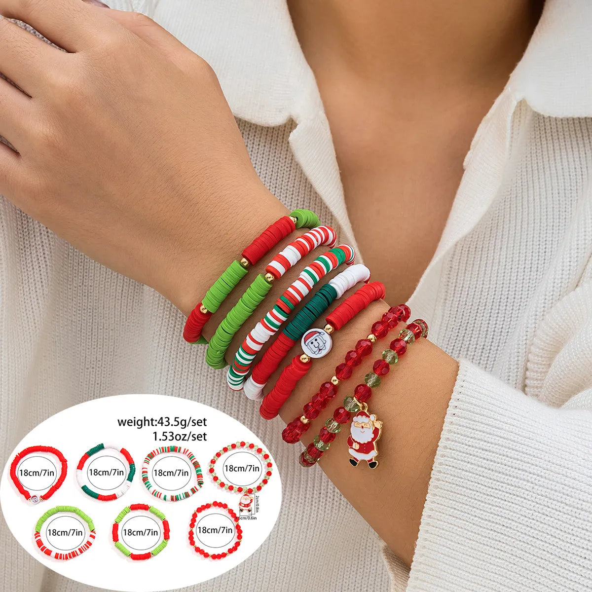 IG Style Cute Santa Claus Bell Snowman Rhinestones Pearl Arylic Alloy Soft Clay Wholesale Bracelets