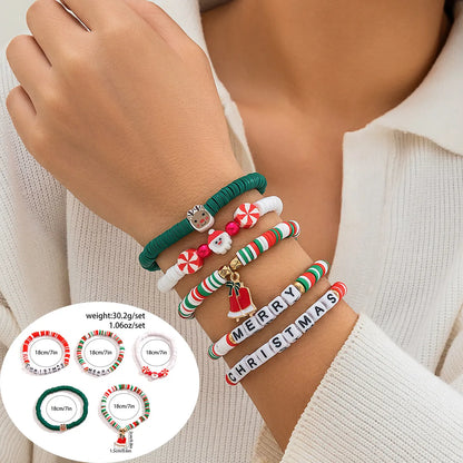 IG Style Cute Santa Claus Bell Snowman Rhinestones Pearl Arylic Alloy Soft Clay Wholesale Bracelets