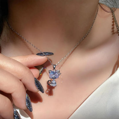 IG Style Cute Simple Style Cat Diamond Alloy Wholesale Pendant Necklace