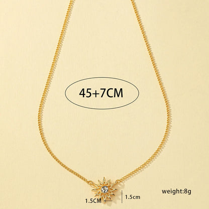 Ig Style Cute Sun Flower Alloy Plating Inlay Glass 14k Gold Plated Women'S Pendant Necklace