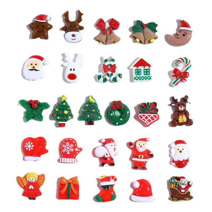 IG Style Cute Sweet Christmas Hat Christmas Tree Santa Claus Resin Jewelry Accessories 500 Pieces Per Pack