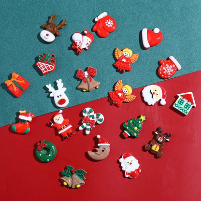 IG Style Cute Sweet Christmas Hat Christmas Tree Santa Claus Resin Jewelry Accessories 500 Pieces Per Pack