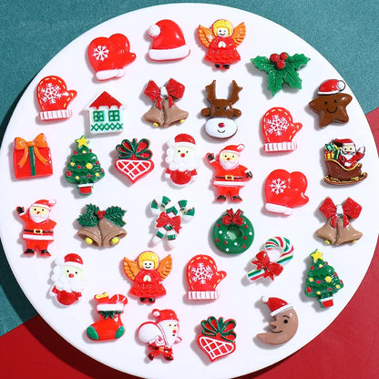 IG Style Cute Sweet Christmas Hat Christmas Tree Santa Claus Resin Jewelry Accessories 500 Pieces Per Pack