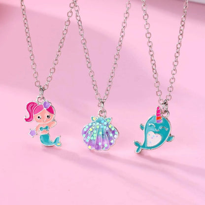 IG Style Cute Sweet Dolphin Mermaid Shell Zinc Alloy Wholesale Pendant Necklace