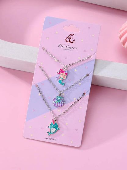 IG Style Cute Sweet Dolphin Mermaid Shell Zinc Alloy Wholesale Pendant Necklace