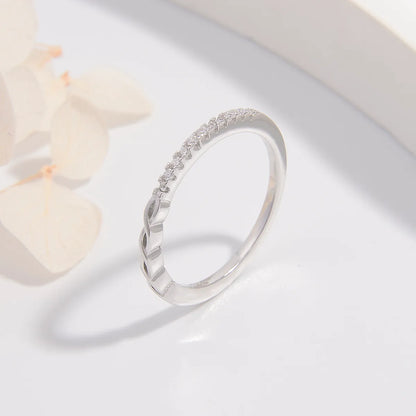 Ig Style Cute Sweet Twist Sterling Silver Plating Hollow Out Inlay Zircon White Gold Plated Rhodium Plated Rings