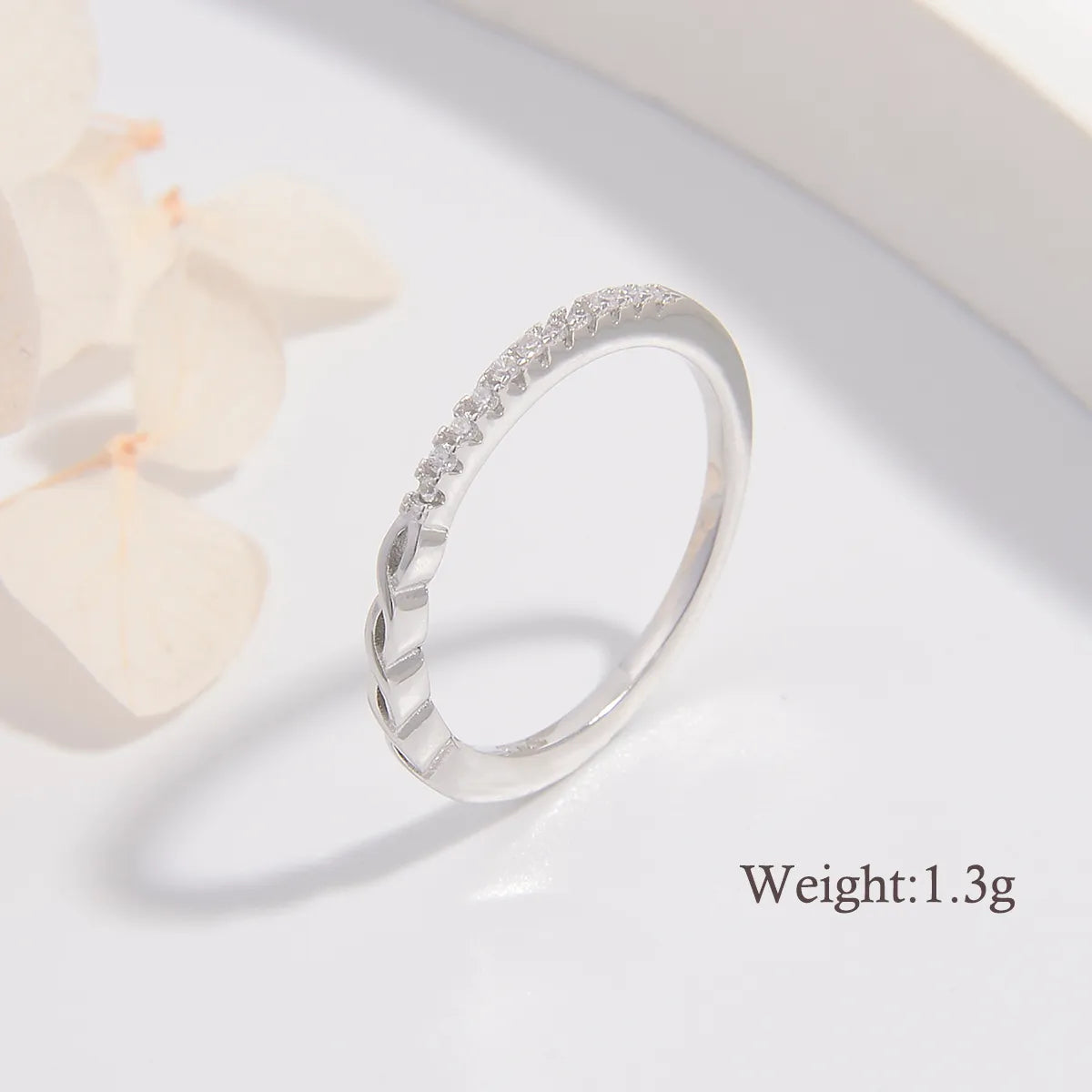 Ig Style Cute Sweet Twist Sterling Silver Plating Hollow Out Inlay Zircon White Gold Plated Rhodium Plated Rings