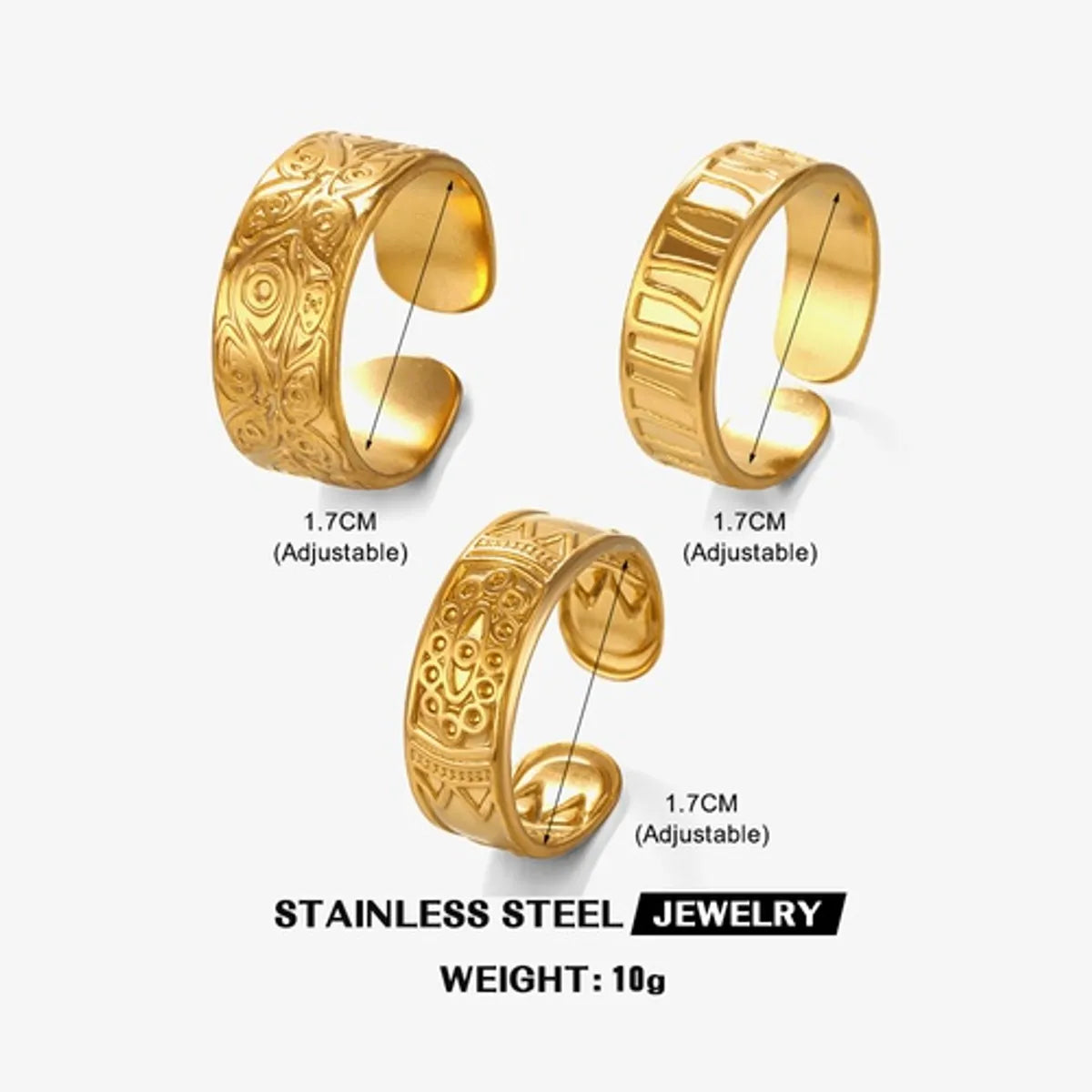 Ig Style Devil's Eye Stainless Steel Plating 18k Gold Plated Open Rings