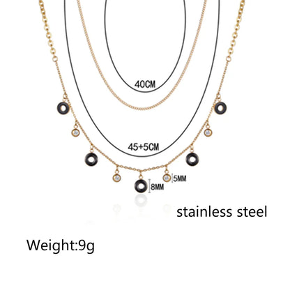 304 Stainless Steel 18K Gold Plated IG Style Elegant Polishing Plating Inlay Circle Zircon Pendant Necklace