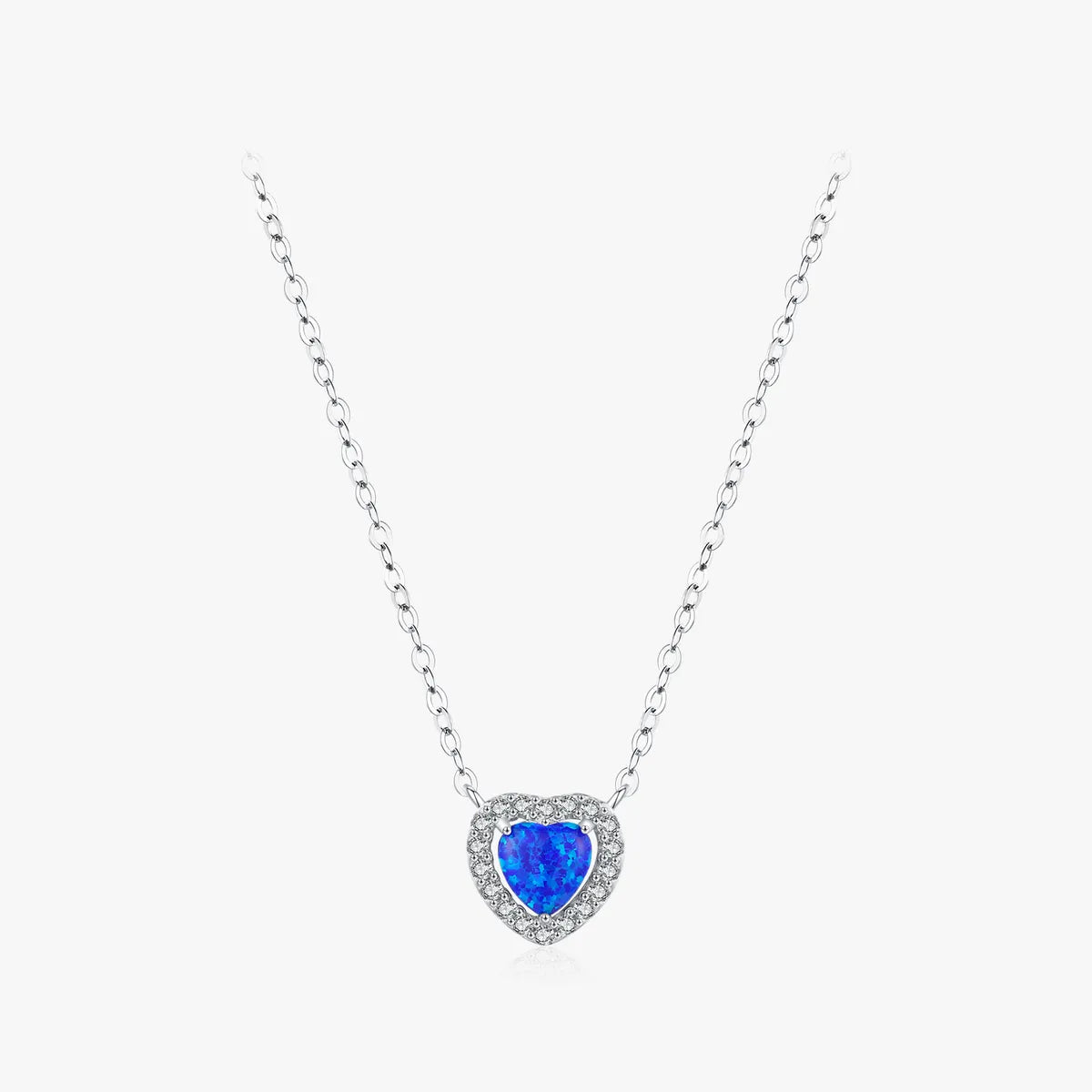 Ig Style Elegant Commute Heart Shape Sterling Silver Rhodium Plated Opal Necklace In Bulk