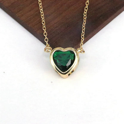 Ig Style Elegant Fashion Heart Shape Copper Inlay Zircon Necklace