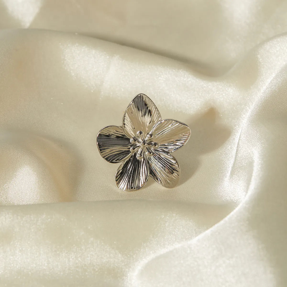 Ig Style Elegant Flower Stainless Steel Open Rings