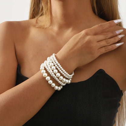 IG Style Elegant French Style Round Imitation Pearl Wholesale Bracelets