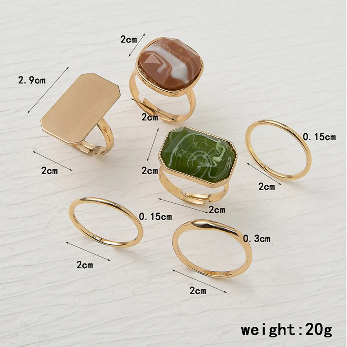 Ig Style Elegant Geometric Alloy Stone Plating Inlay Artificial Gemstones Gold Plated Women's Rings