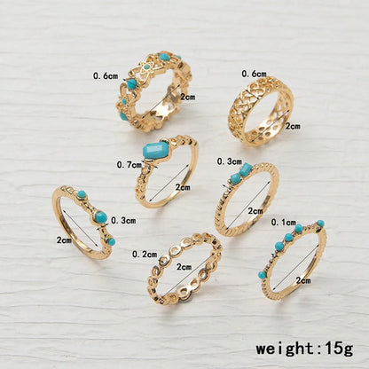 Ig Style Elegant Geometric Alloy Stone Plating Inlay Artificial Gemstones Gold Plated Women's Rings