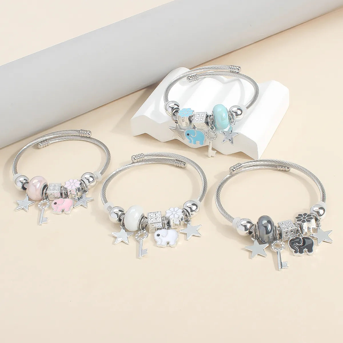 IG Style Elegant Korean Style Star Moon Butterfly 304 Stainless Steel Zircon Bangle In Bulk