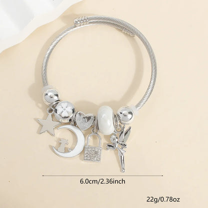 IG Style Elegant Korean Style Star Moon Butterfly 304 Stainless Steel Zircon Bangle In Bulk