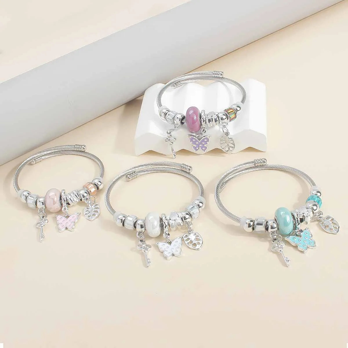 IG Style Elegant Korean Style Star Moon Butterfly 304 Stainless Steel Zircon Bangle In Bulk