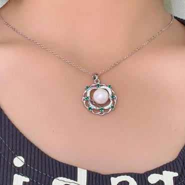 Ig Style Elegant Original Design Water Droplets Copper Plating Inlay Pearl Zircon White Gold Plated Gold Plated Pendant Necklace