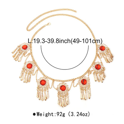 IG Style Elegant Retro Tassel Flower Zircon Iron Wholesale Waist Chain