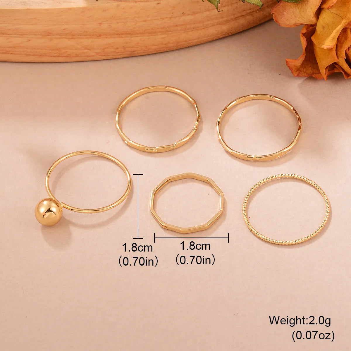 Ig Style Elegant Round Alloy Plating Plated Light Kc Gold Women's Rings