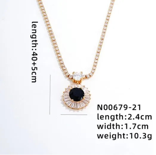 Copper IG Style Elegant Plating Inlay Round Zircon Pendant Necklace