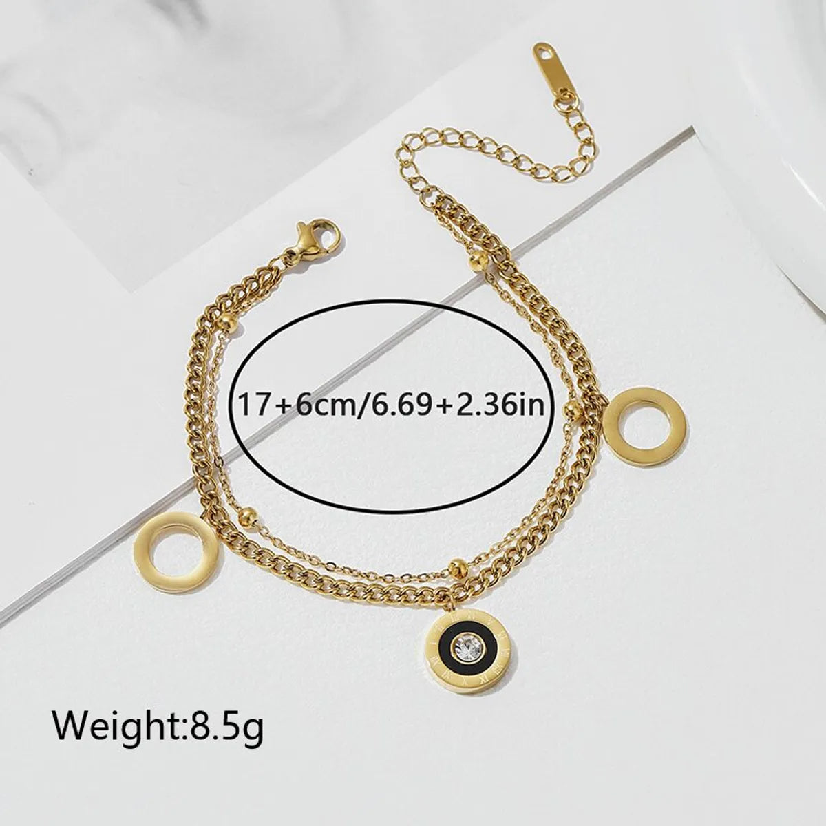 Ig Style Elegant Round Dots Butterfly Stainless Steel Plating 18k Gold Plated Bracelets