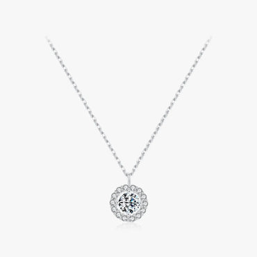 Ig Style Elegant Round Sterling Silver Rhodium Plated Zircon Necklace In Bulk