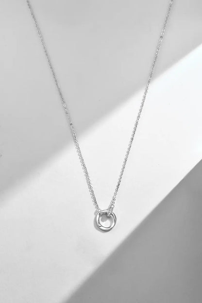 Ig Style Elegant Round Sterling Silver White Gold Plated Zircon Pendant Necklace In Bulk