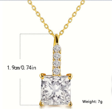 Ig Style Elegant Shiny Geometric Copper Zircon White Gold Plated Pendant Necklace