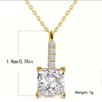 Ig Style Elegant Shiny Geometric Copper Zircon White Gold Plated Pendant Necklace