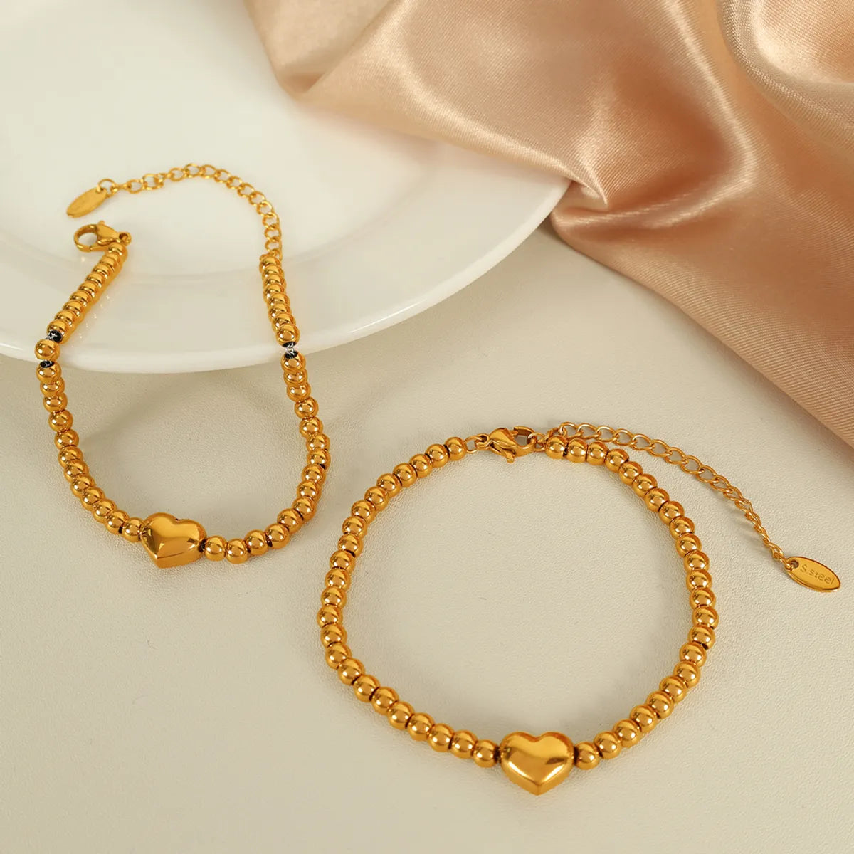 IG Style Elegant Simple Style Heart Shape 304 Stainless Steel 18K Gold Plated Bracelets In Bulk