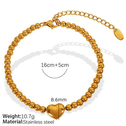 IG Style Elegant Simple Style Heart Shape 304 Stainless Steel 18K Gold Plated Bracelets In Bulk