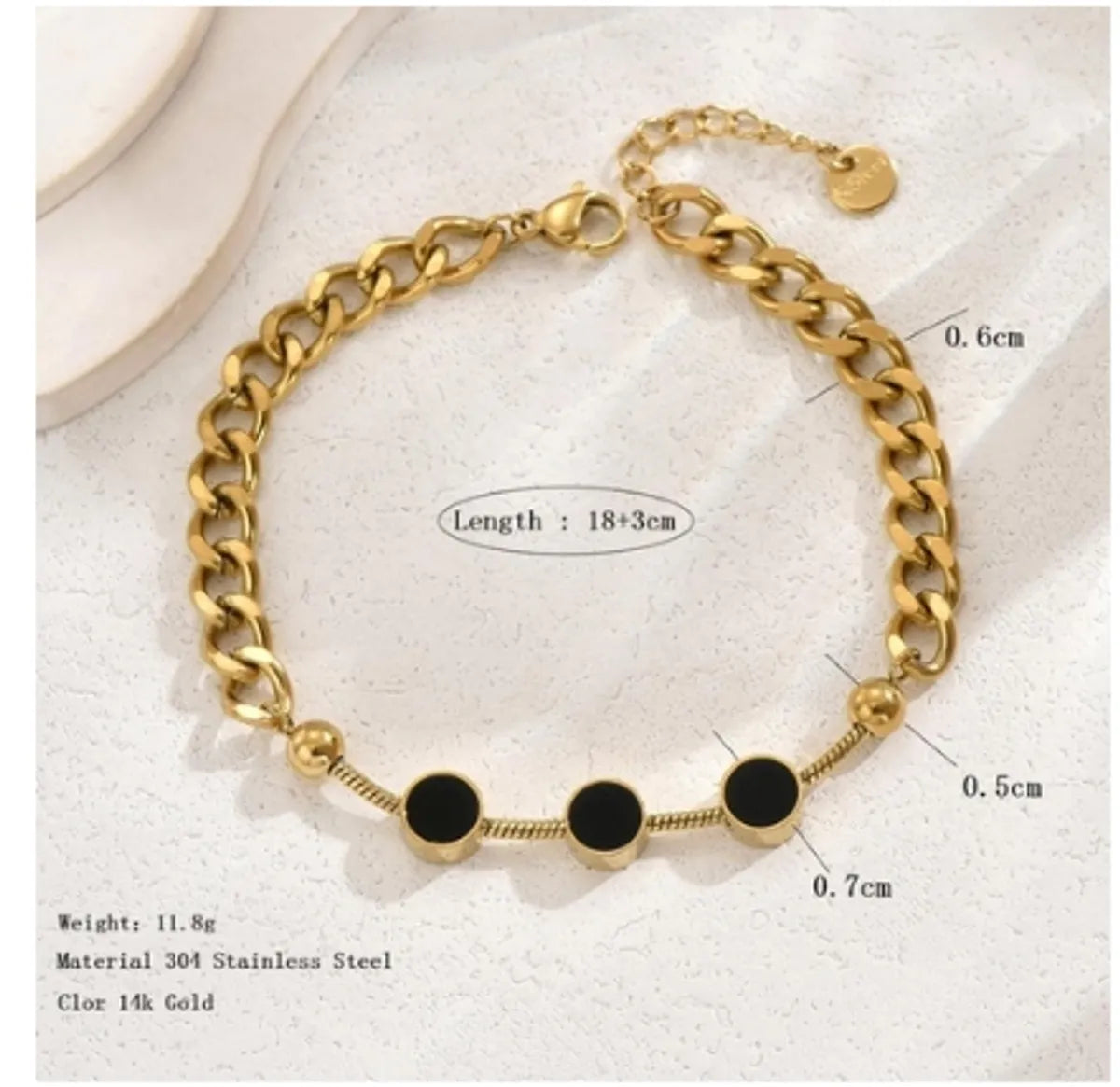 Ig Style Elegant Simple Style Round Stainless Steel Plating Inlay Shell 14k Gold Plated Bracelets