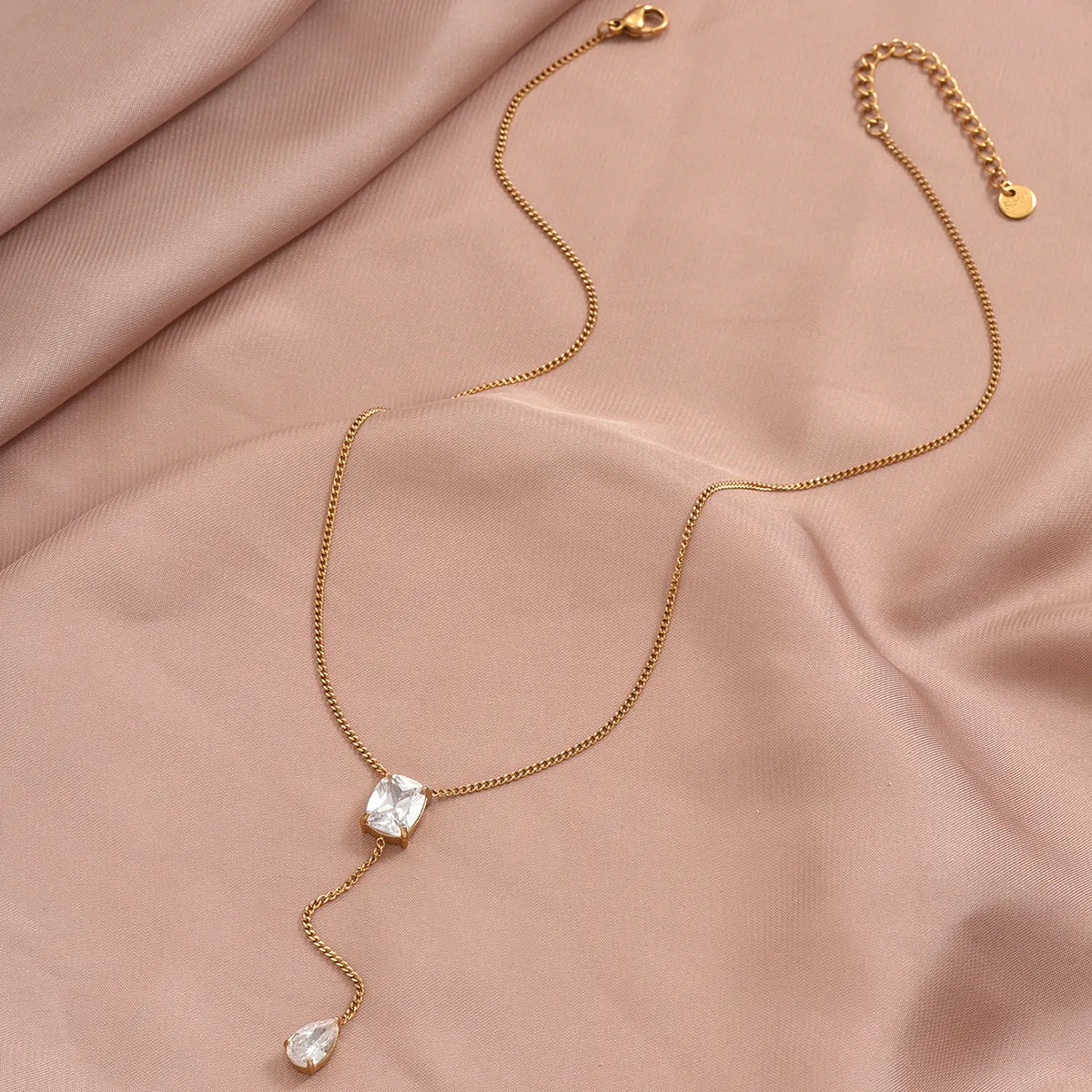 Ig Style Elegant Simple Style Round Stainless Steel Plating Inlay Zircon 14k Gold Plated Pendant Necklace