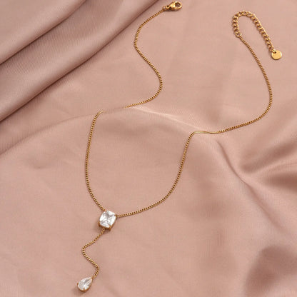 Ig Style Elegant Simple Style Round Stainless Steel Plating Inlay Zircon 14k Gold Plated Pendant Necklace