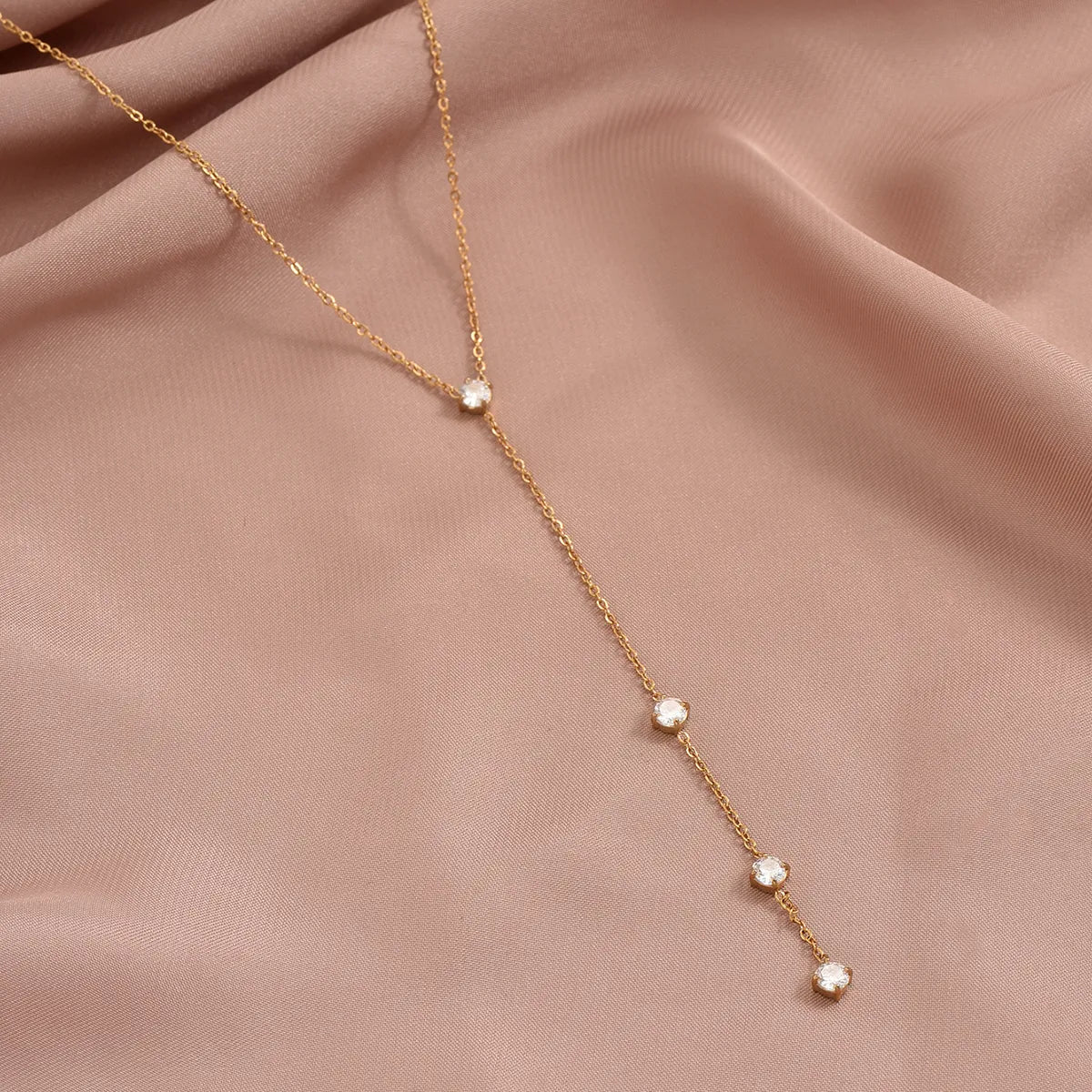 Ig Style Elegant Simple Style Round Stainless Steel Plating Inlay Zircon 14k Gold Plated Pendant Necklace